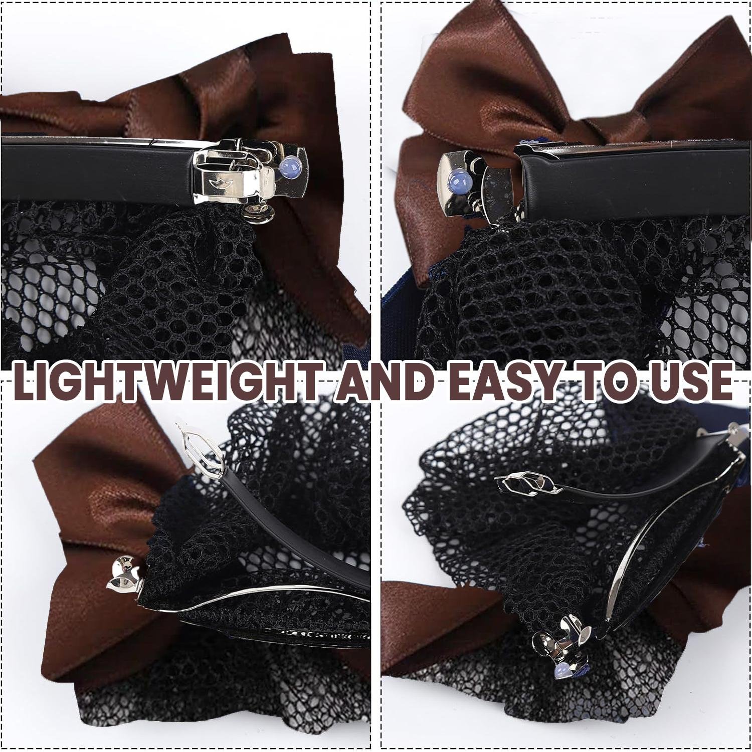 Limitless Bagged Traditional Chinese Style Ribbon Hair Ties, Hair Scrunchies Satin Scarf Hair Tie Elastic Bow Hair Bands Silky Hair Ribbon Long Tail Ponytail (Brown-Hemming-2PC)